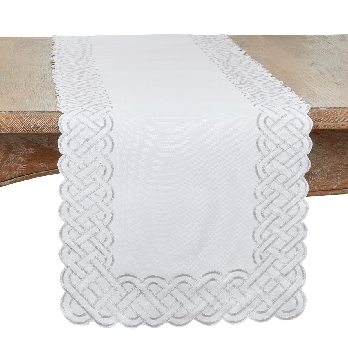 Picture of Saro Lifestyle 1729.S1654B 16 x 54 in. Braid Embroidered Oblong Table Runner, Silver