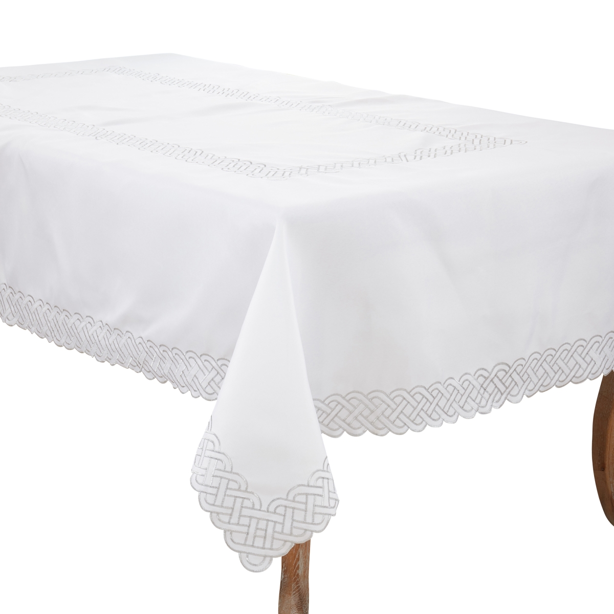 Picture of Saro Lifestyle 1729.S65104B 65 x 104 in. Braid Embroidered Oblong Tablecloth, Silver