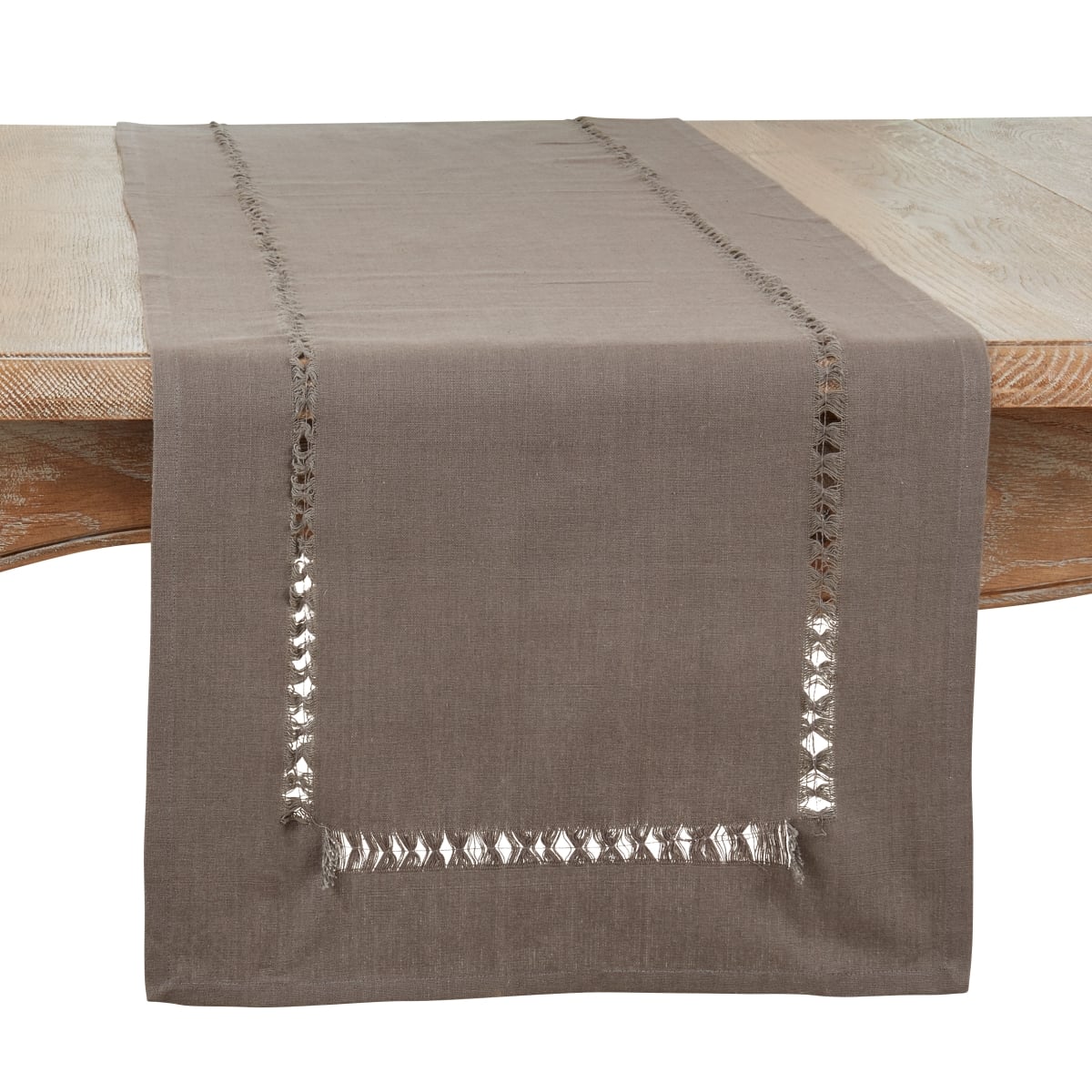 Picture of Saro Lifestyle 1564.ST1672B 16 x 72 in. Hemstitched Border Table Runner, Grey