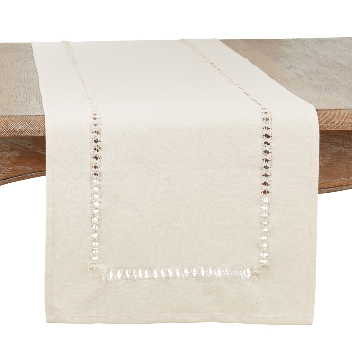 Picture of Saro Lifestyle 1564.N1672B 16 x 72 in. Hemstitched Border Table Runner, Natural