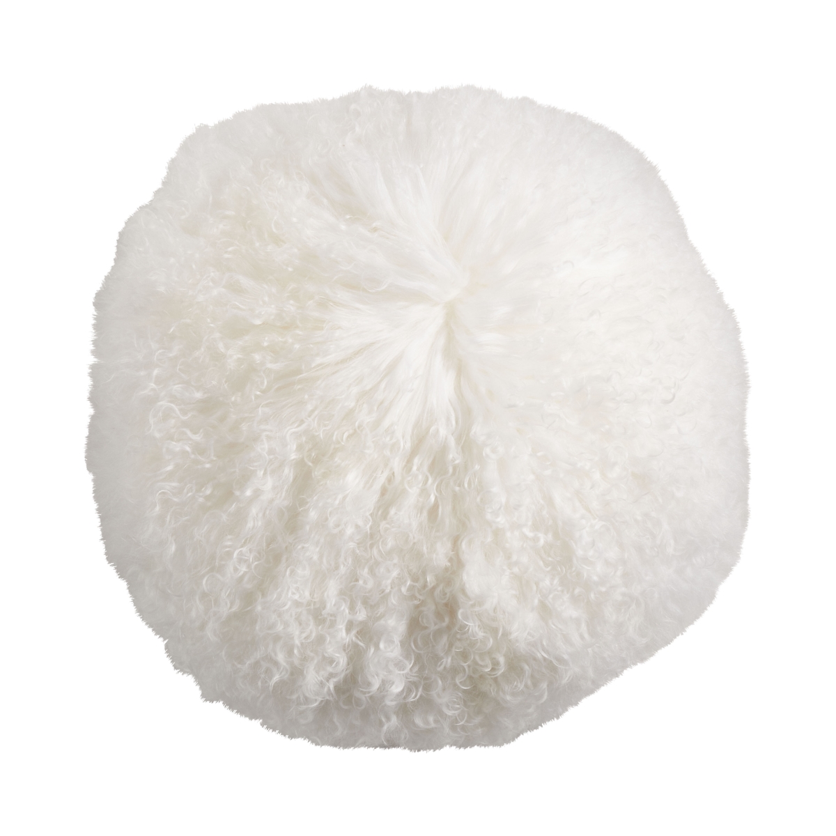 Mongolian Lamb Fur Throw Round Pillow - Ivory - 16in.
