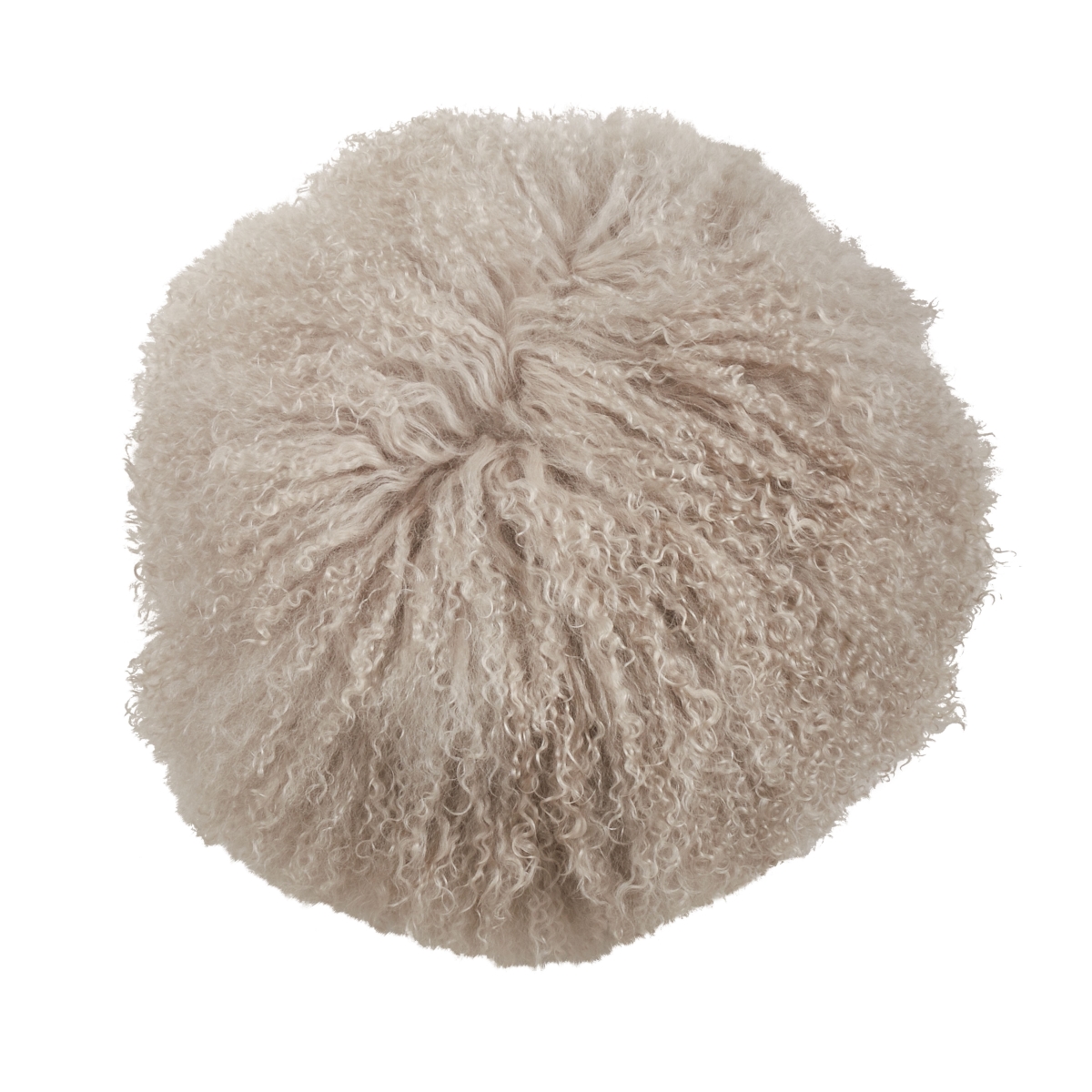 Mongolian Lamb Fur Throw Round Pillow - Fog - 16in.