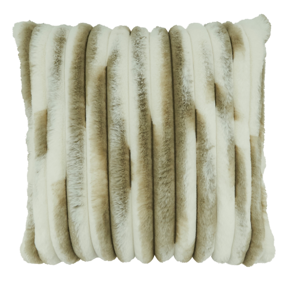 18 in. Poly Filled Faux Fur Throw Square Pillow, Natural