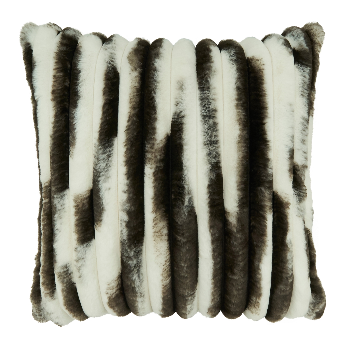18 in. Poly Filled Faux Fur Throw Square Pillow, Black