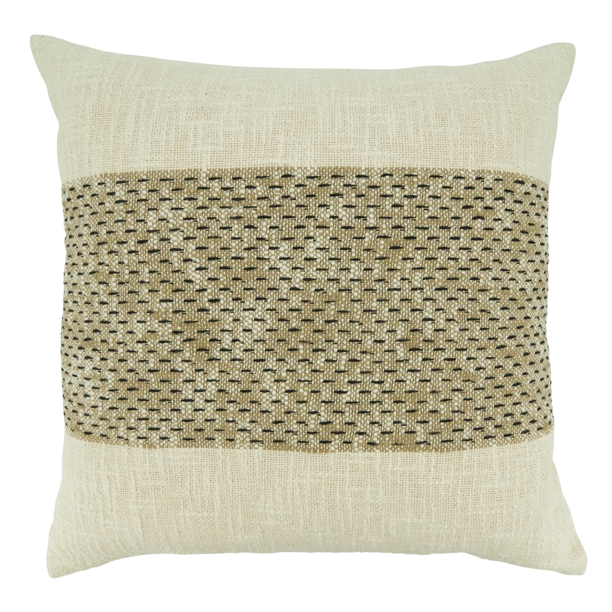 Banded Throw Pillow with Down Filling, Natural