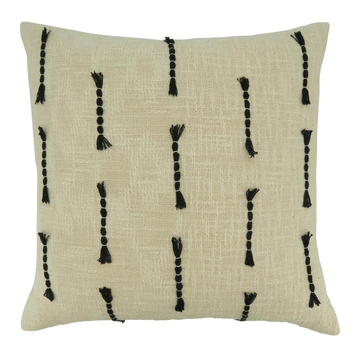 Frayed Stitch Line Throw Pillow with Poly Filling, White