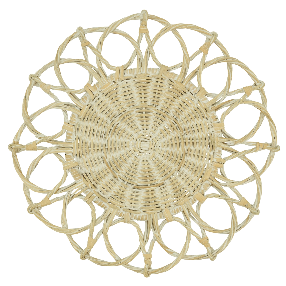 Picture of Saro Lifestyle 2001.W15R 15 in. Twisted Rattan Round Placemats, White - Set of 4