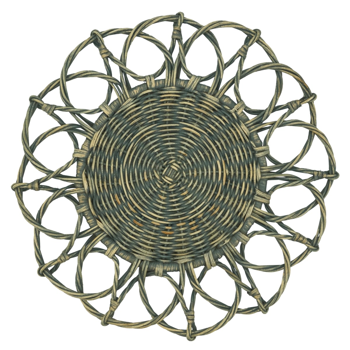 Picture of Saro Lifestyle 2001.GY15R 15 in. Twisted Rattan Round Table Placemats, Gray - Set of 4