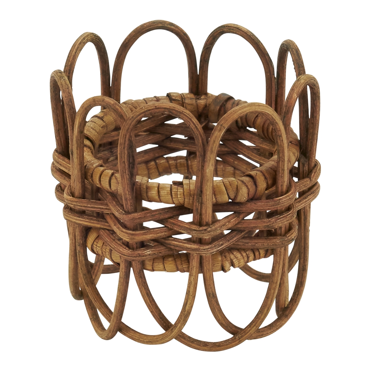 Picture of Saro Lifestyle NR225.CR Twisted Rattan Napkin Rings, Caramel - Set of 4