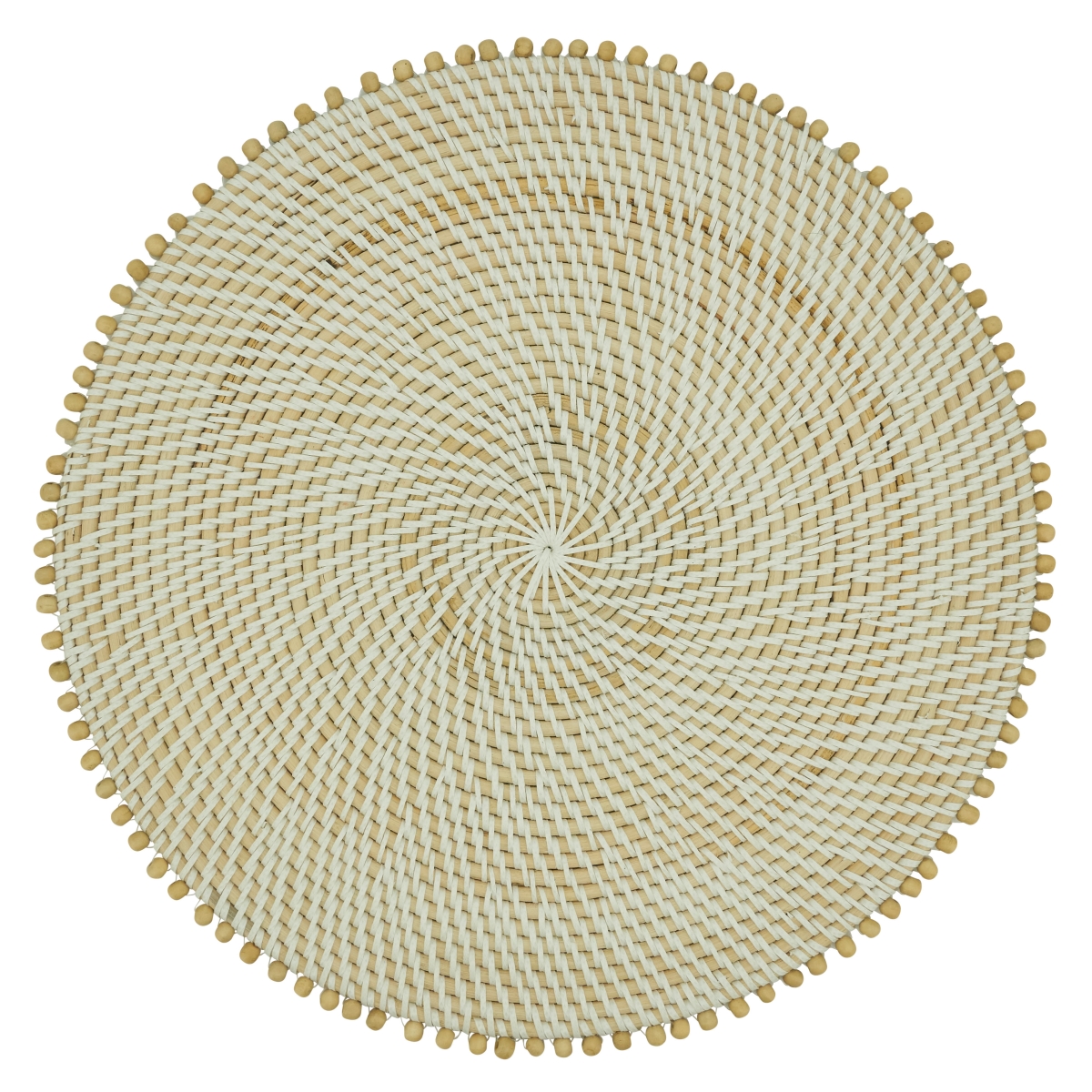 2250.N15R 15 in. Beaded Edge Round Table Placemats, Natural - Set of 4