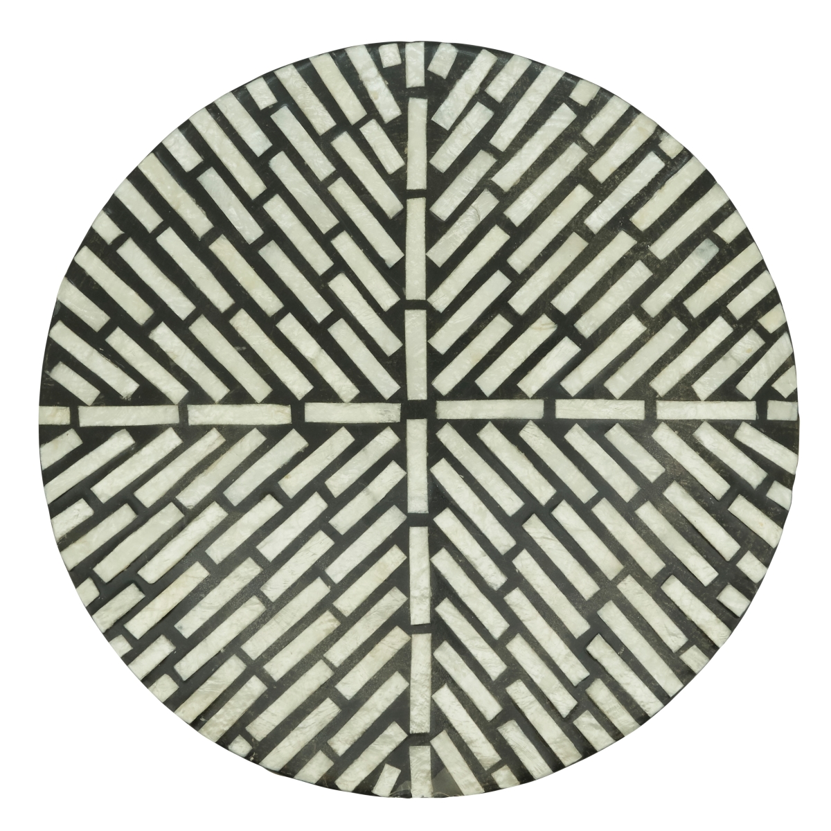 Picture of Saro Lifestyle 2206.BW15R 15 in. Geometric Capiz Round Table Placemats, Black & White - Set of 4