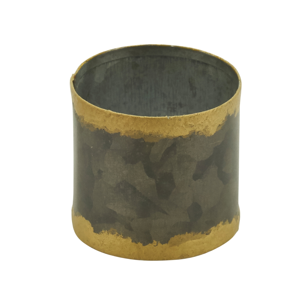 Picture of Saro Lifestyle NR221.GP Gold Rim Galvanized Napkin Rings, Graphite - Set of 4
