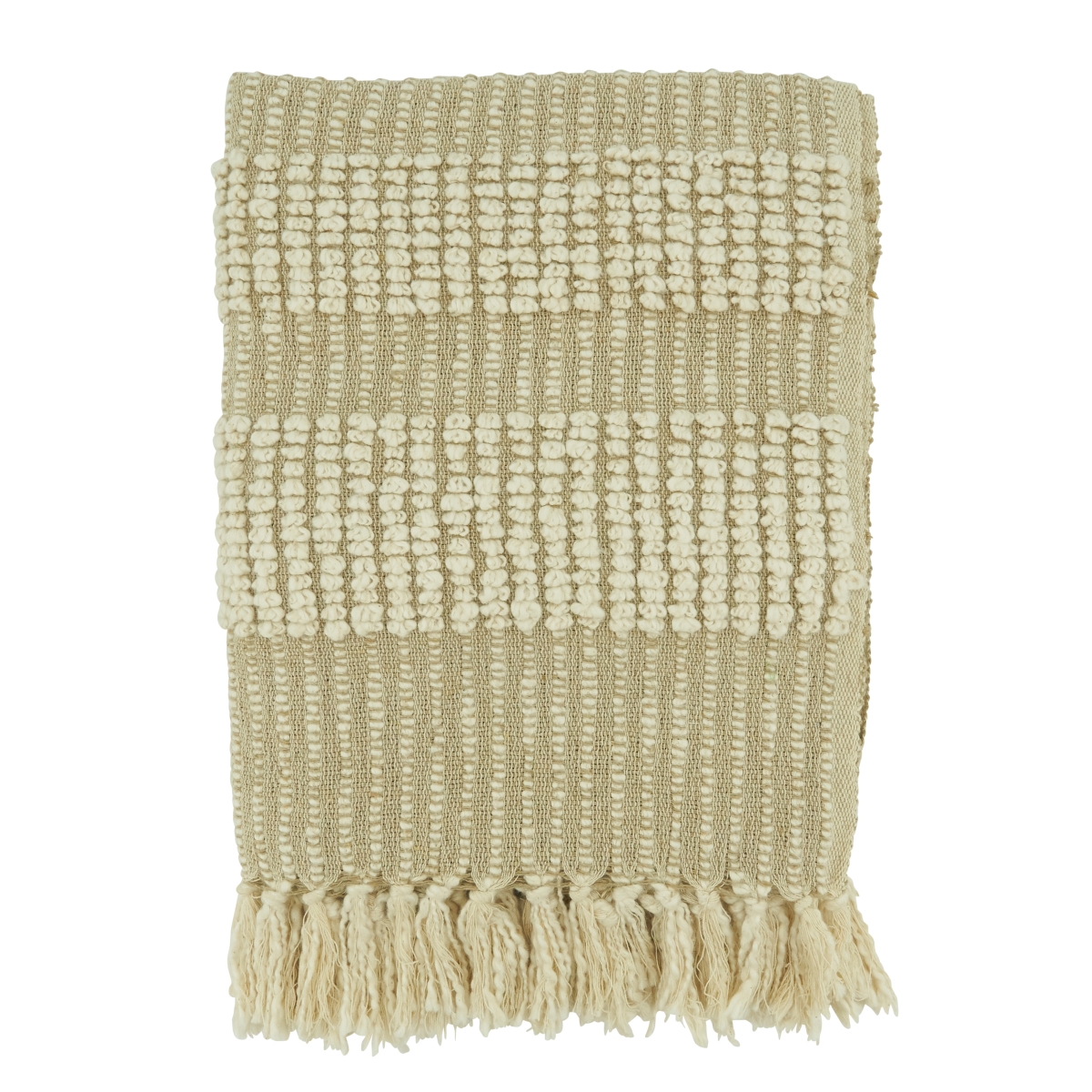 50 x 60 in. Woven Stripe Oblong Throw Blanket, Natural