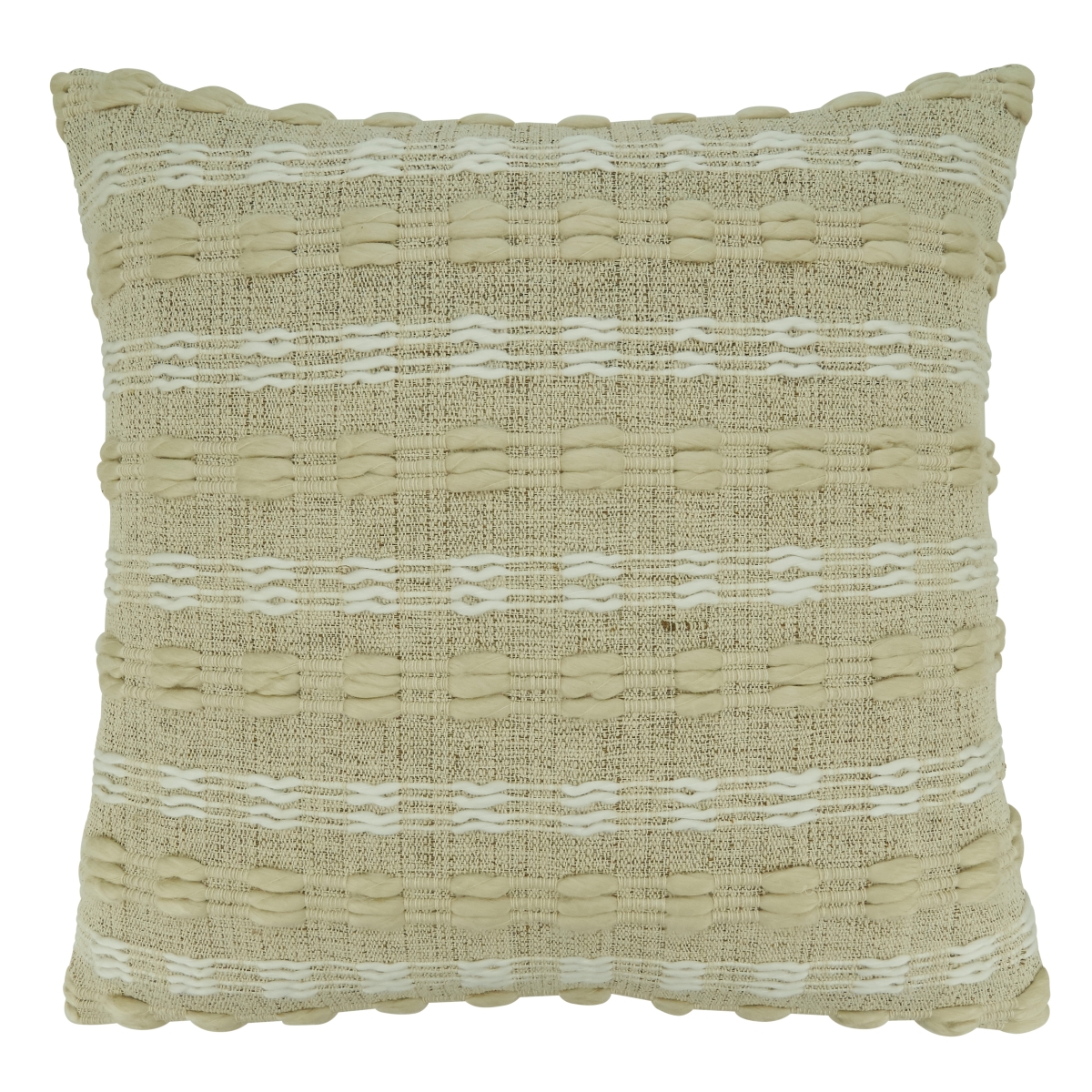 637.N20SD Woven Stripe Throw Pillow with Down Filling, Natural