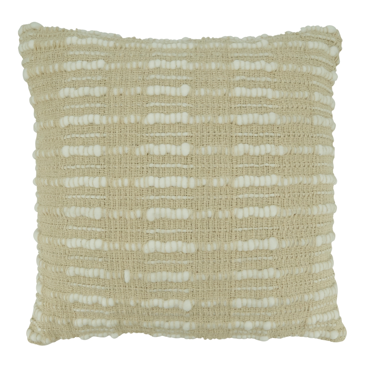 Woven Striped Throw Pillow with Poly Filling, Natural