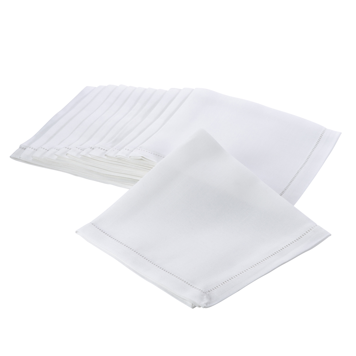 Picture of Saro Lifestyle 6300.W18S Dinner Napkin with Hemstitched Border, White - Set of 12