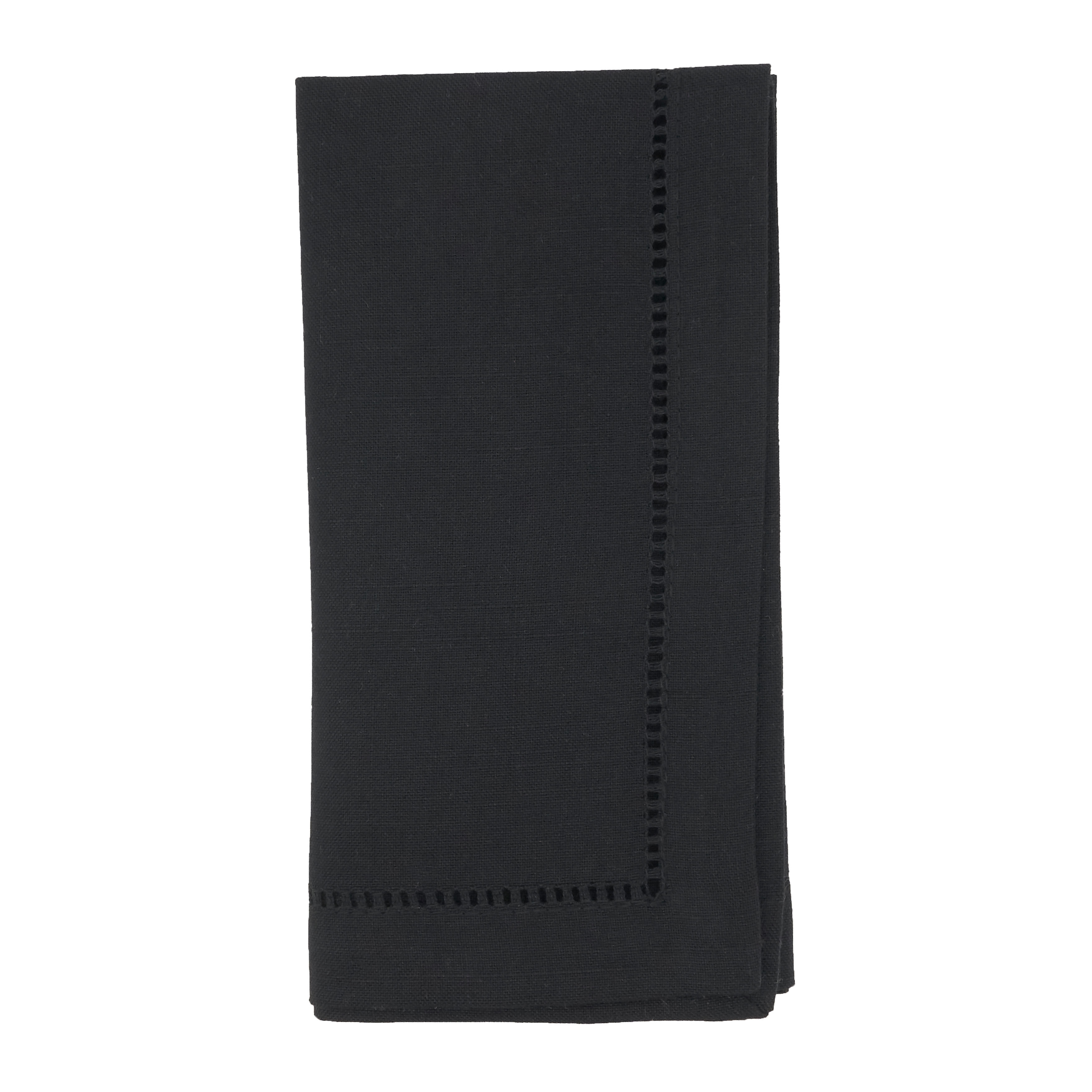 Picture of Saro Lifestyle 6304.BK18S Dinner Napkin with Hemstitched Border, Black - Set of 12
