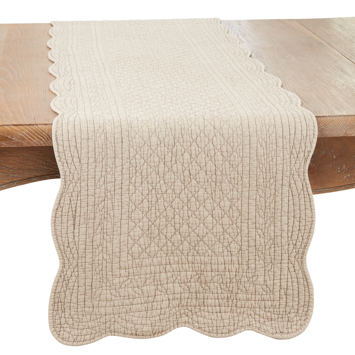 Picture of Saro Lifestyle 1400.T1672B 16 x 72 in. Charming Quilted Oblong Table Runner, Taupe