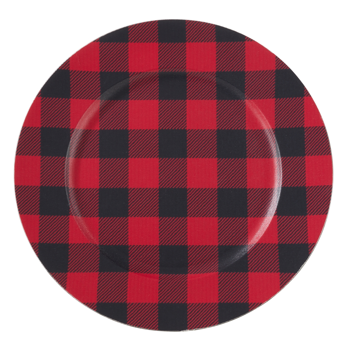 Picture of SARO CH801.R14R 14 in. Round Table Chargers with Buffalo Plaid Design - Red  Set of 4