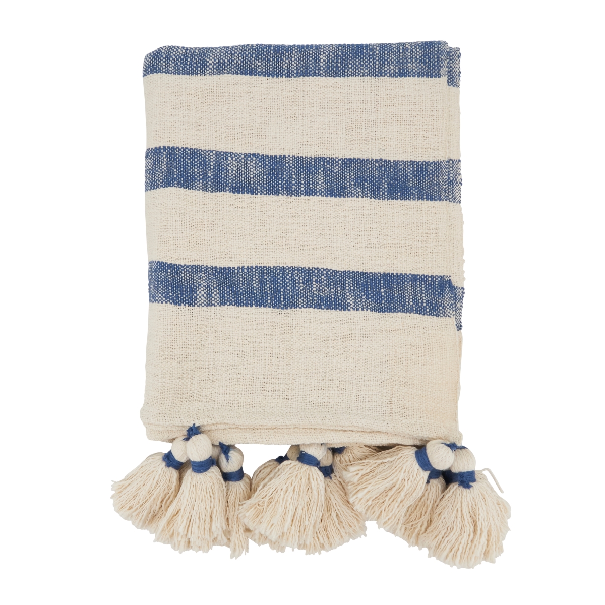 50 x 60 in. Chic Tassels Stripe Oblong Throw Blanket, Blue