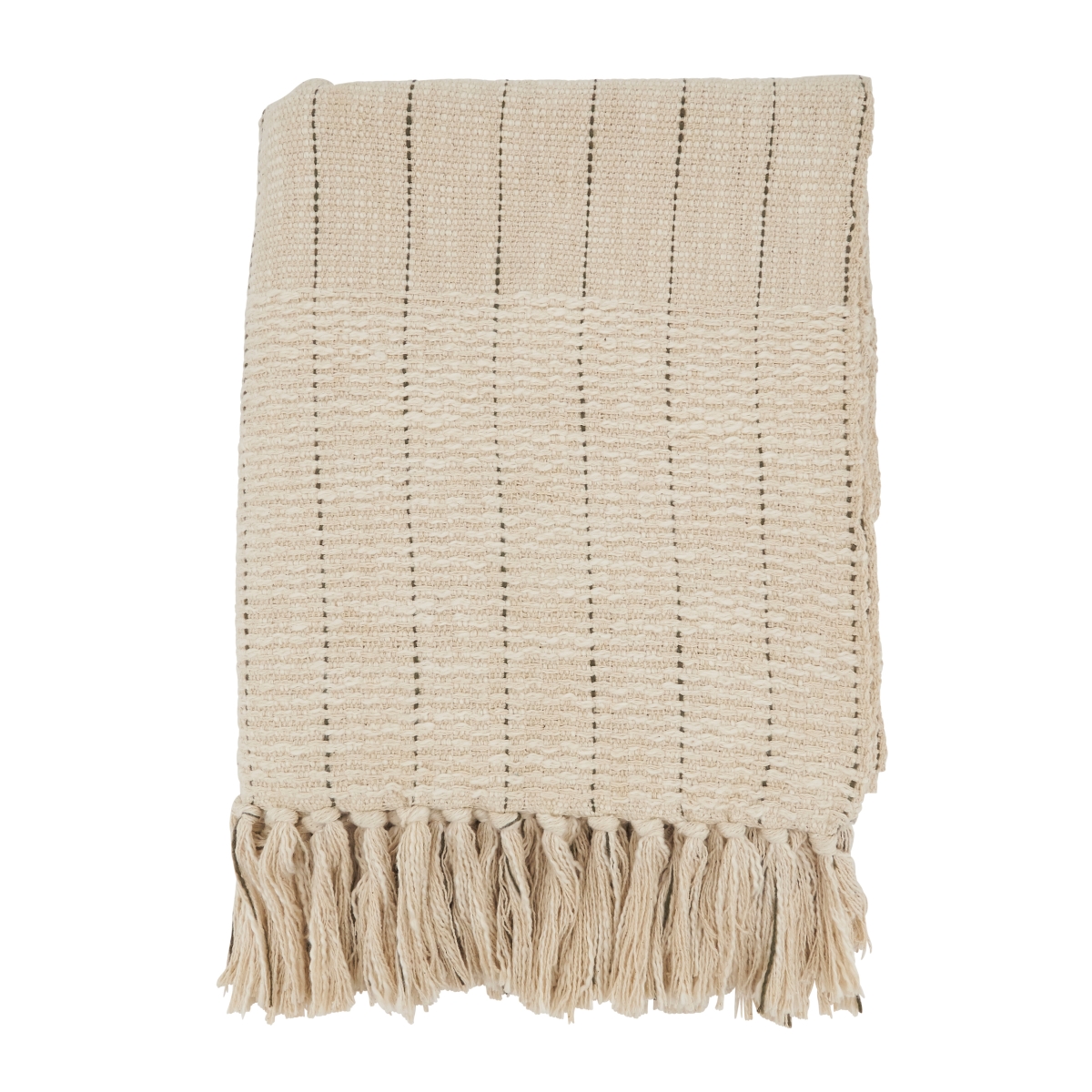 50 x 60 in. Rustic Stripe Oblong Throw Blanket with Fringe, Natural