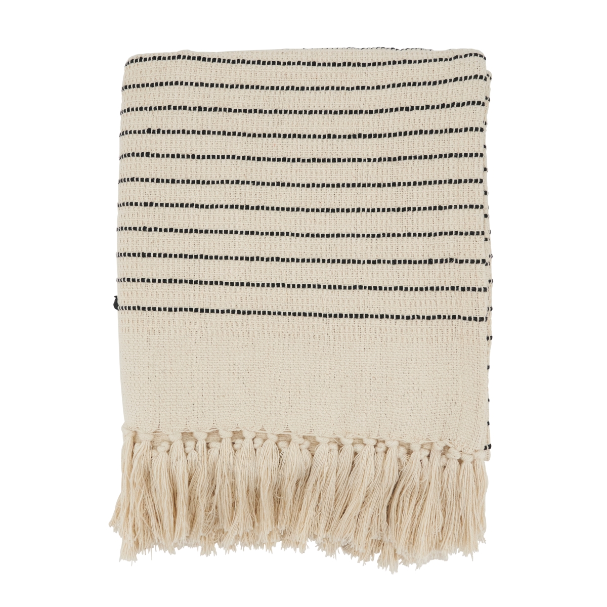 50 x 60 in. Chic Diamond Pattern Fringe Oblong Throw Blanket, Natural