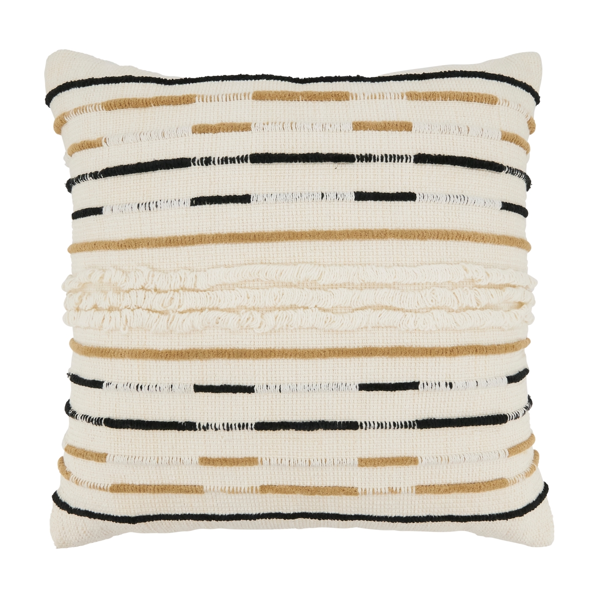 18 in. Textured Touch Corded Square Poly Filled Throw Pillow, Ivory