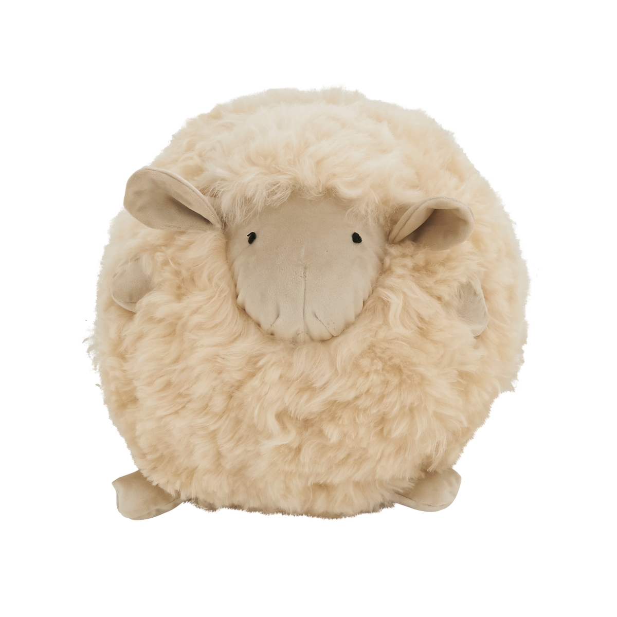 13 in. Baa Baa Baby Lamb Round Poly Filled Throw Pillow, Natural