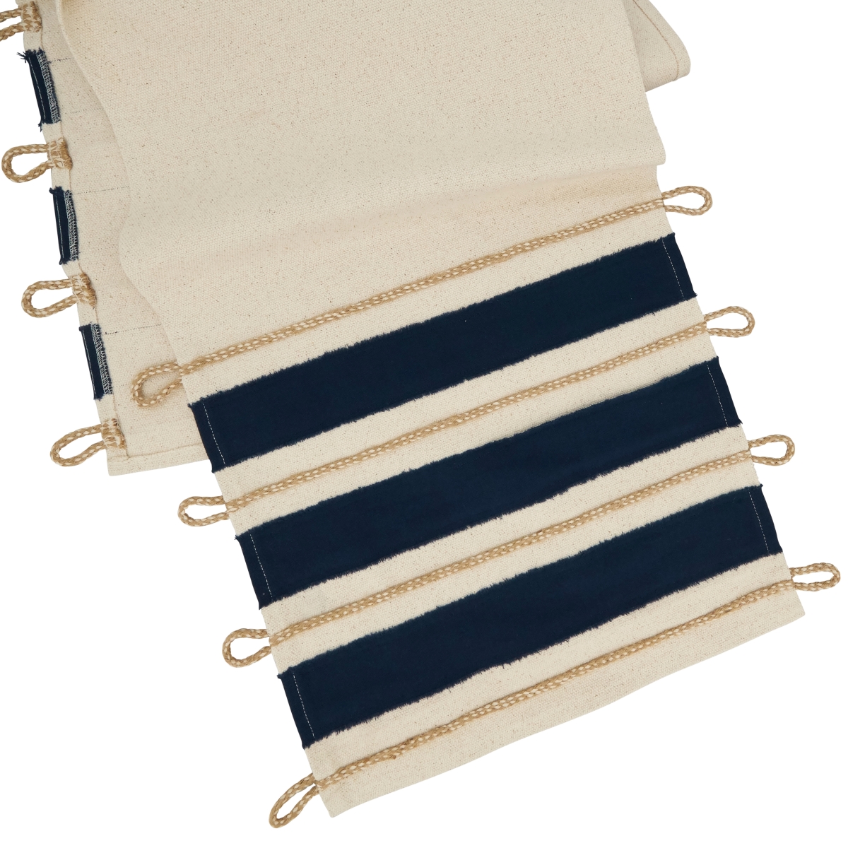 Picture of Saro Lifestyle 341.NB1672B 16 x 72 in. Seaside Serenity Rope Applique Oblong Table Runner, Navy Blue