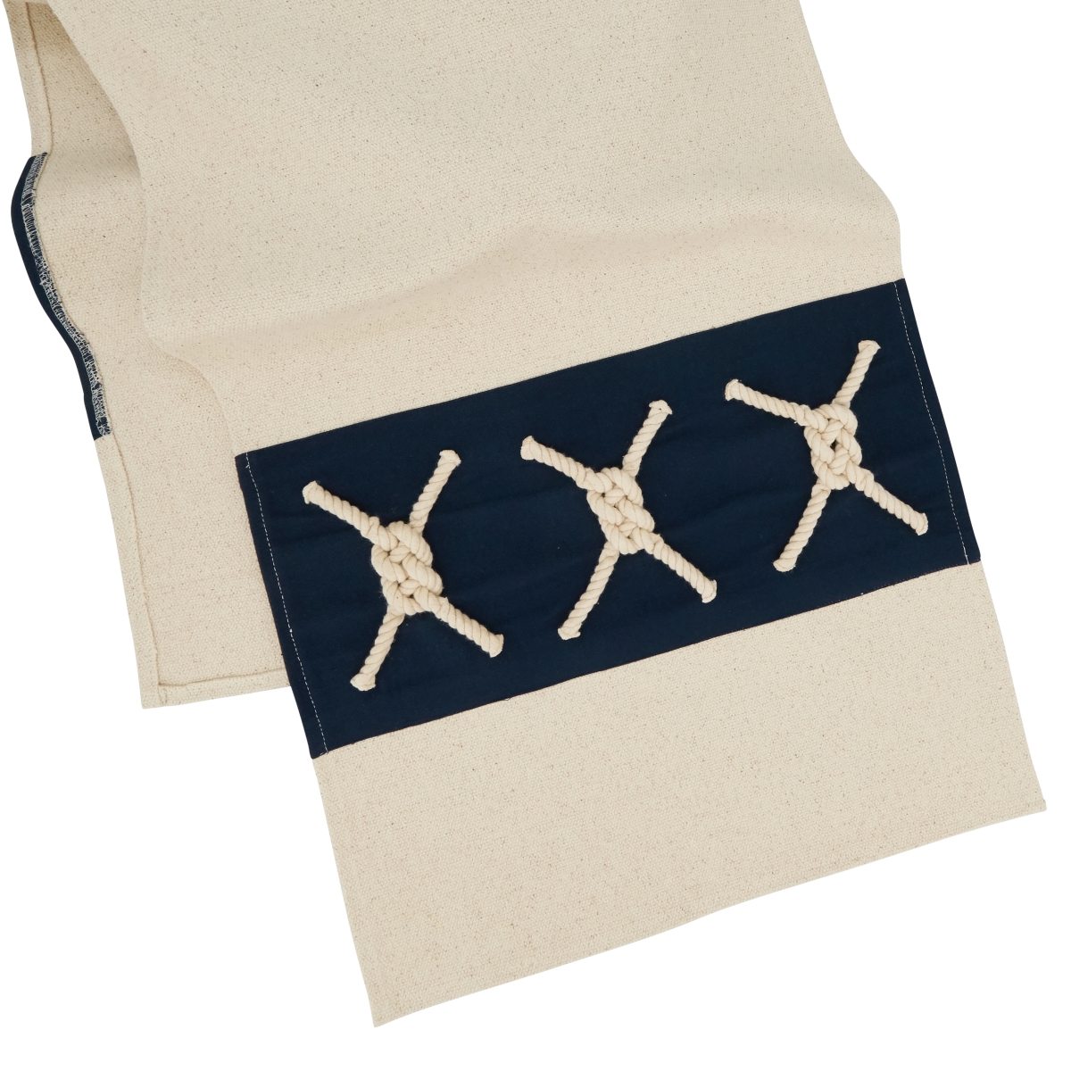 Picture of Saro Lifestyle 340.NB1672B 16 x 72 in. Nautical Charm Rope Knots Applique Oblong Table Runner, Navy Blue