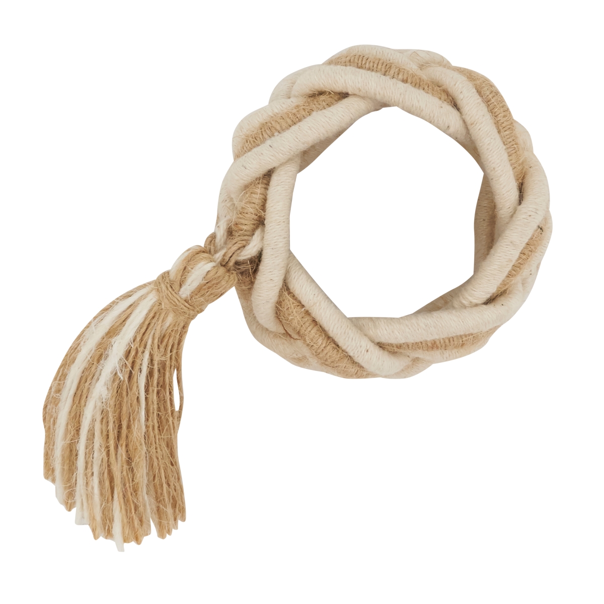 Picture of Saro Lifestyle NR904.I Braided Bliss Tassel Napkin Ring, Ivory - Set of 4