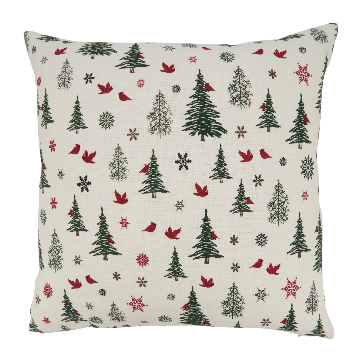 20 in. Evergreen Elegance Christmas Trees Square Down Filled Throw Pillow, Ivory
