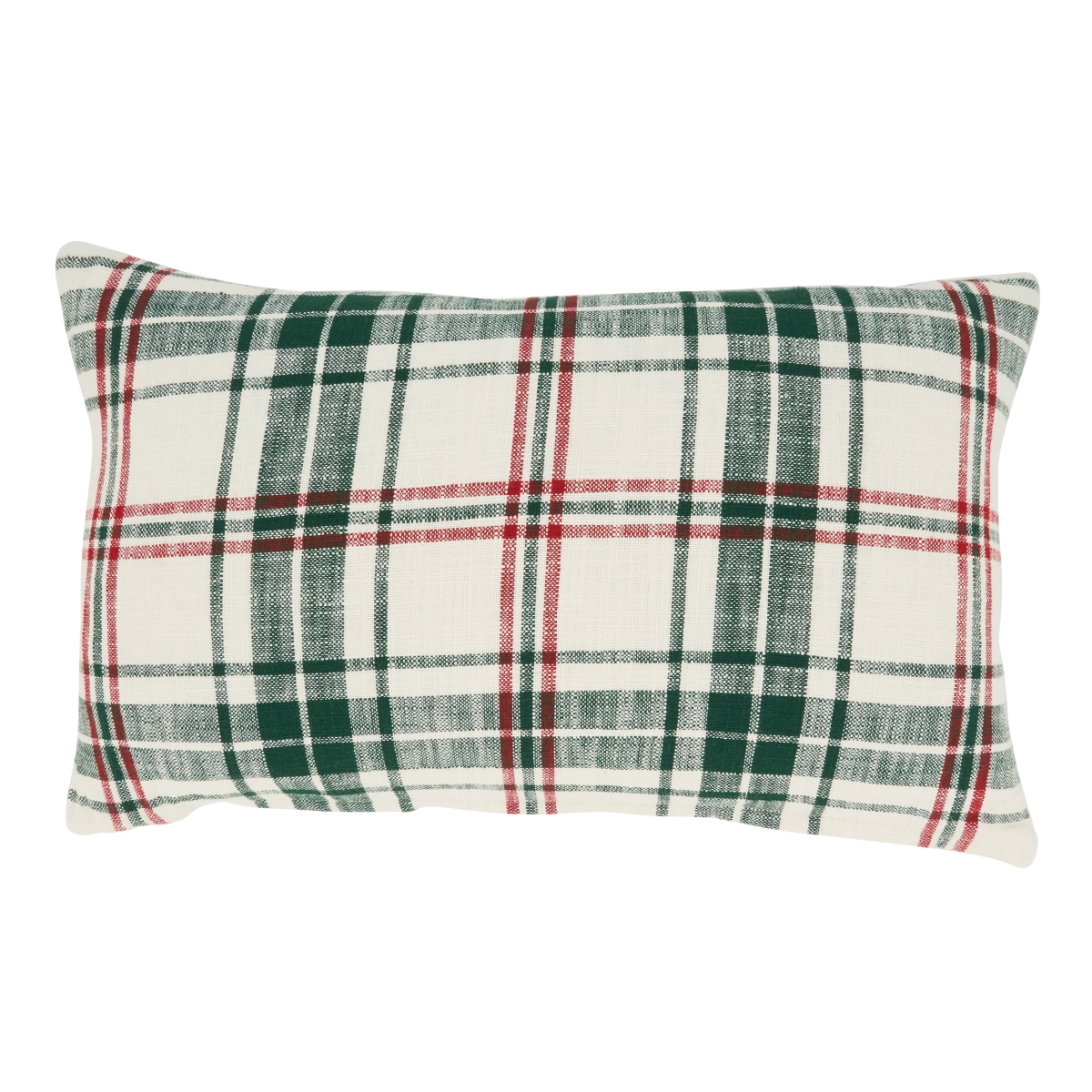 541P.WG1320BD 13 x 20 in. Classic Comfort Plaid Oblong Down Filled Throw Pillow, White & Green