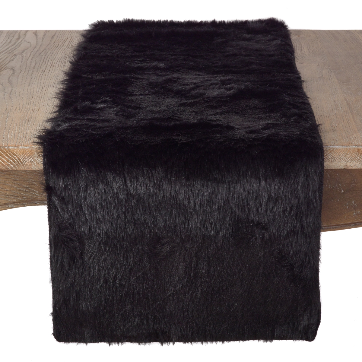 Picture of Saro Lifestyle 197.BK15120B 15 x 120 in. Faux Fur Design Oblong Table Runner, Black
