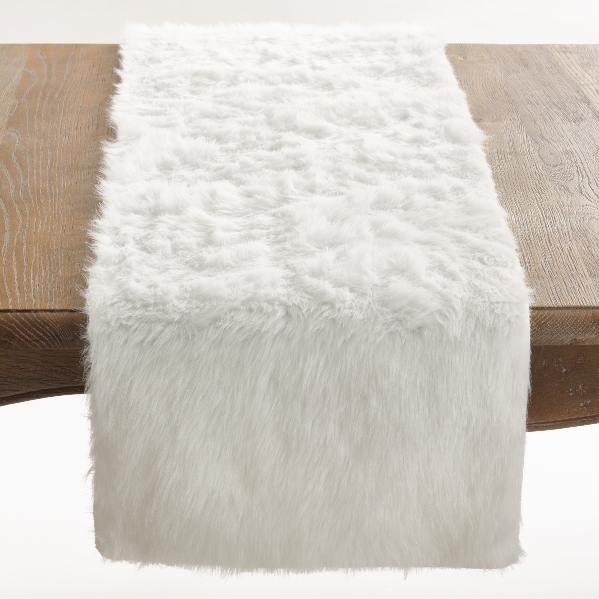Picture of Saro Lifestyle 197.W1536B 15 x 36 in. Faux Fur Design Oblong Table Runner, White