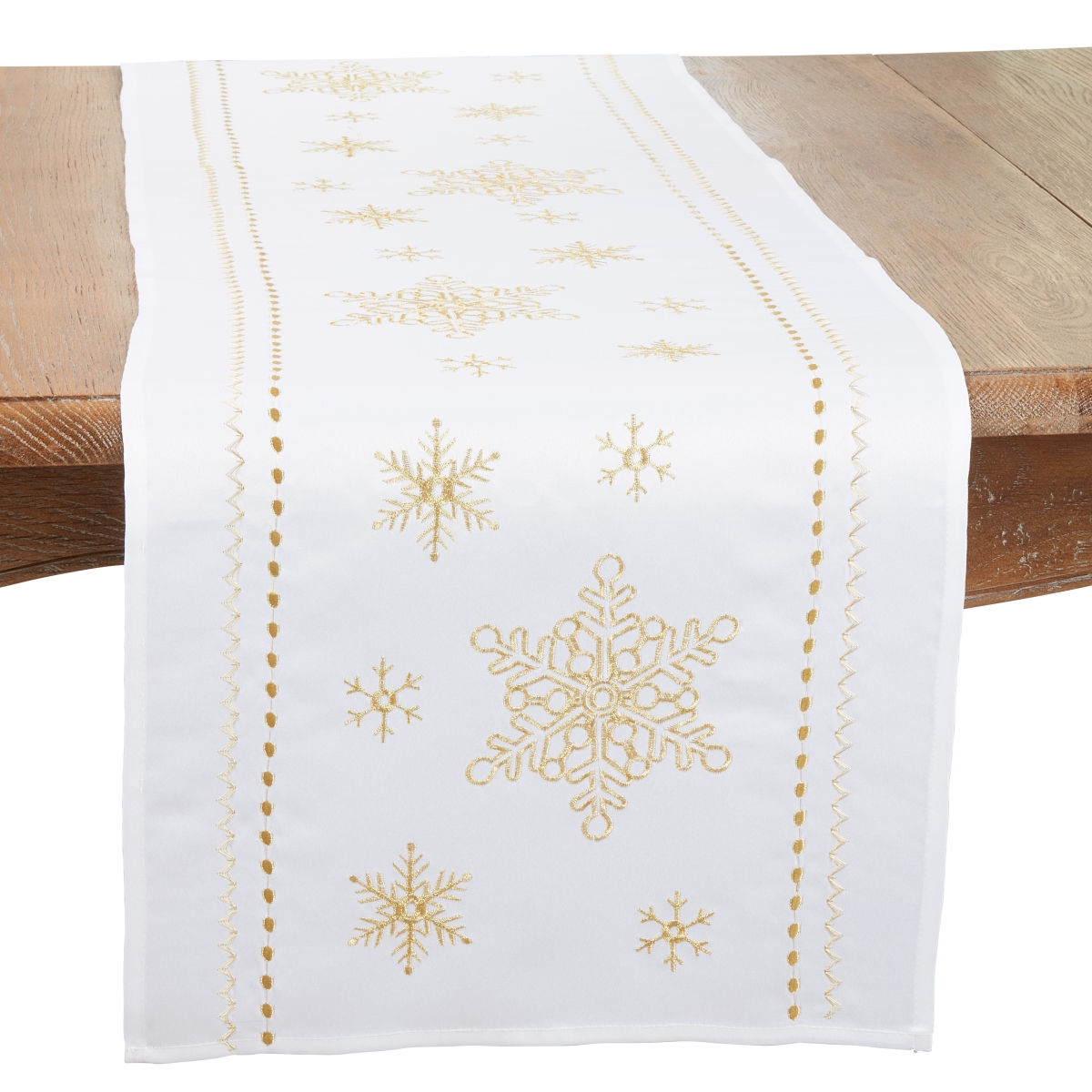 Picture of Saro Lifestyle 3138.W1672B 16 x 72 in. Elegant Snowflake Embroidered Oblong Table Runner, White