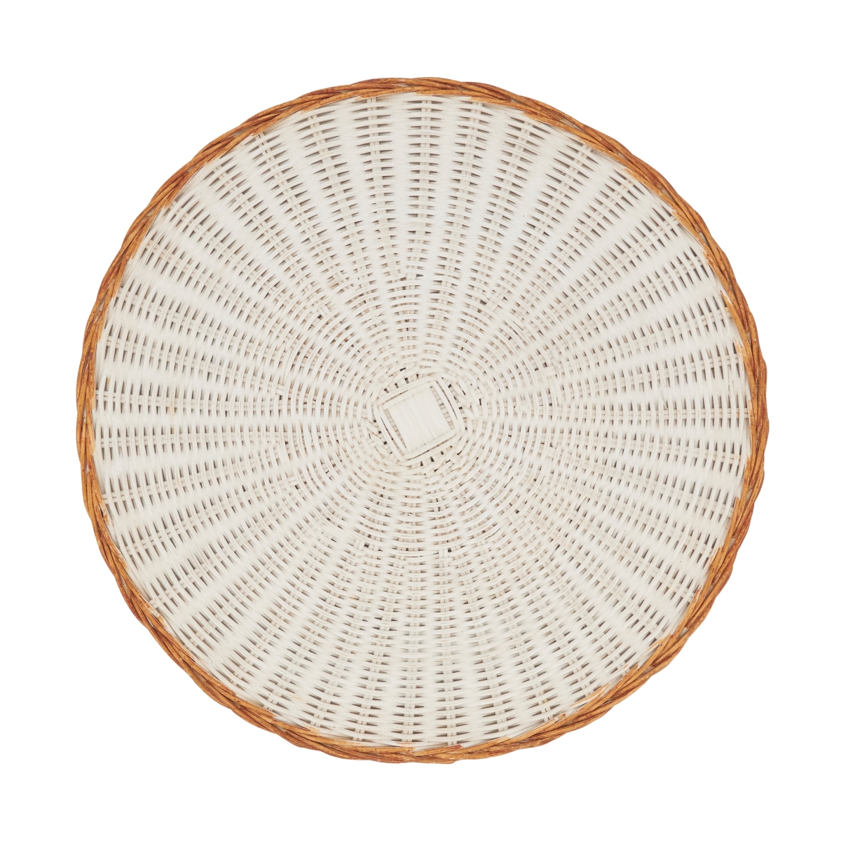 Picture of Saro Lifestyle 1522.W15R 15 in. Earthy Blend Tow-Tone Rattan Round Placemat, White - Set of 4