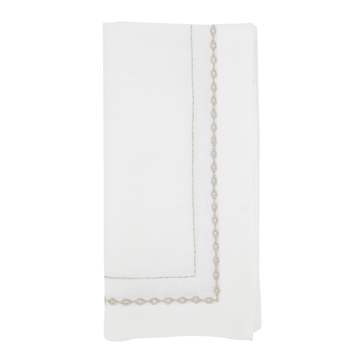 3494.GL20S 20 in. Sleek Sophistication Embroidered Chain-Link Square Napkin, Gold - Set of 4