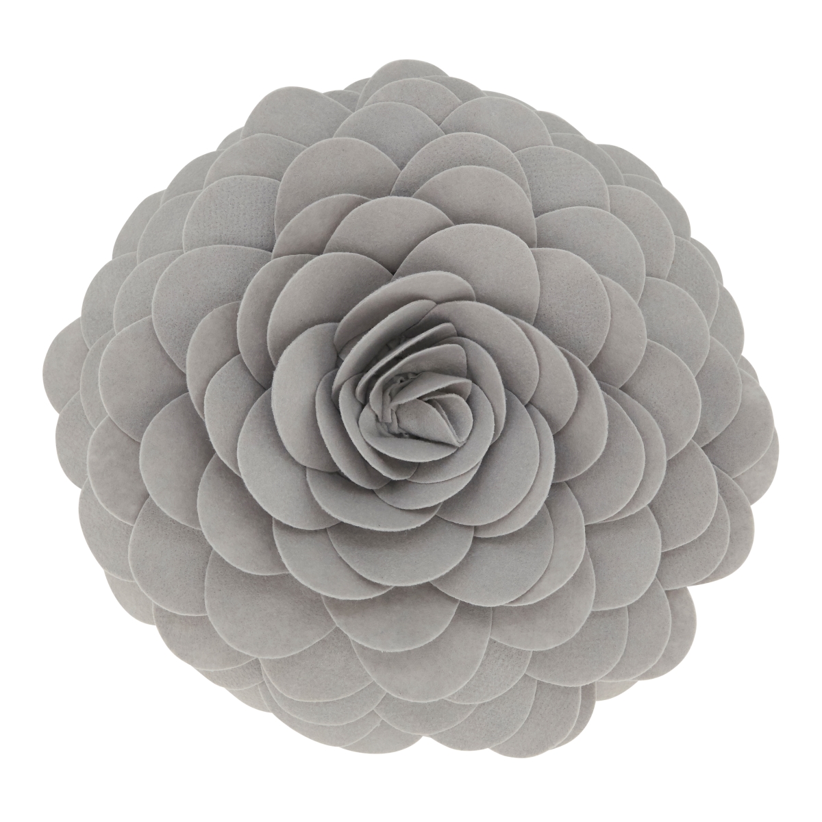 13 in. Flower Design Round Poly Filled Throw Pillow, Grey
