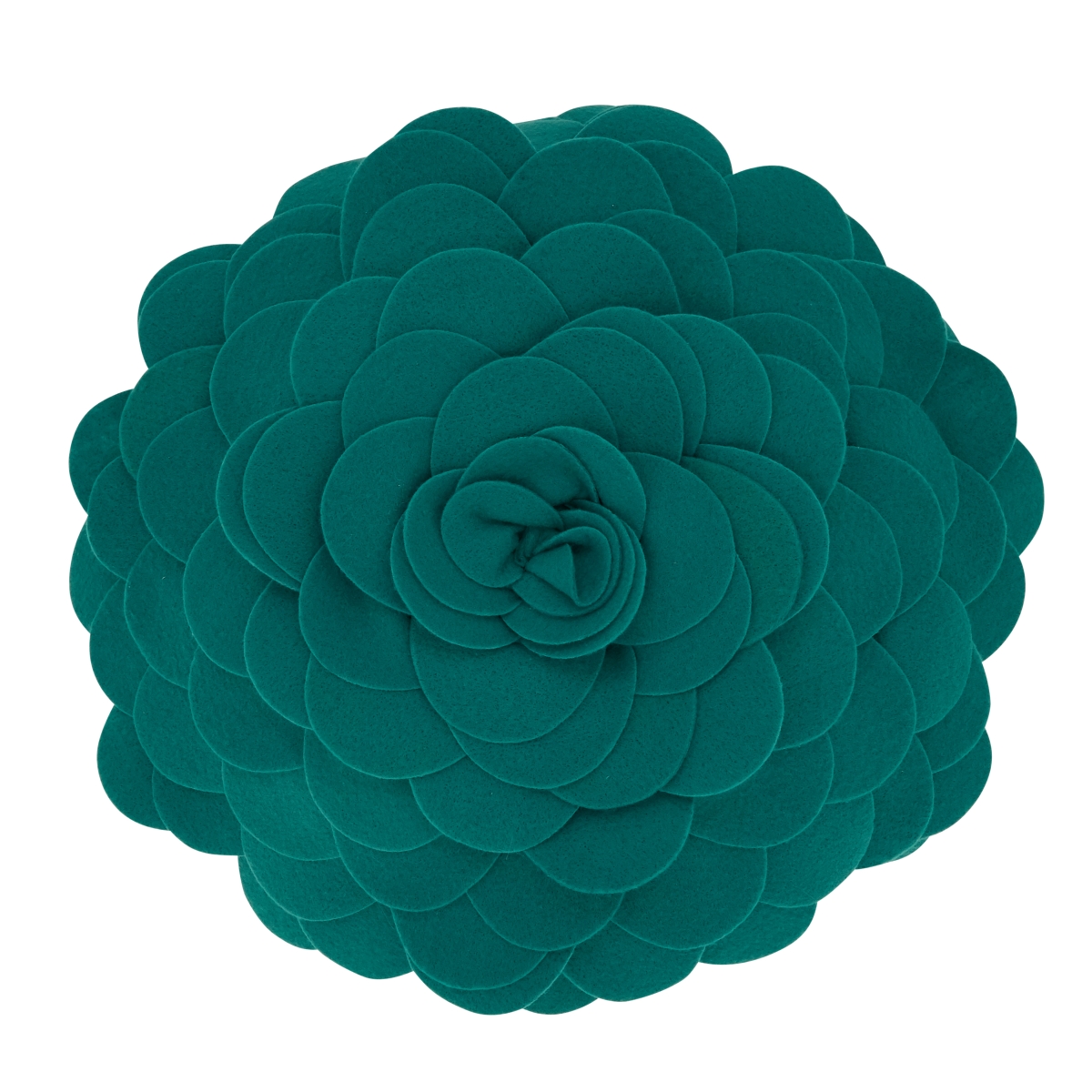 13 in. Flower Design Round Poly Filled Throw Pillow, Jasper Green