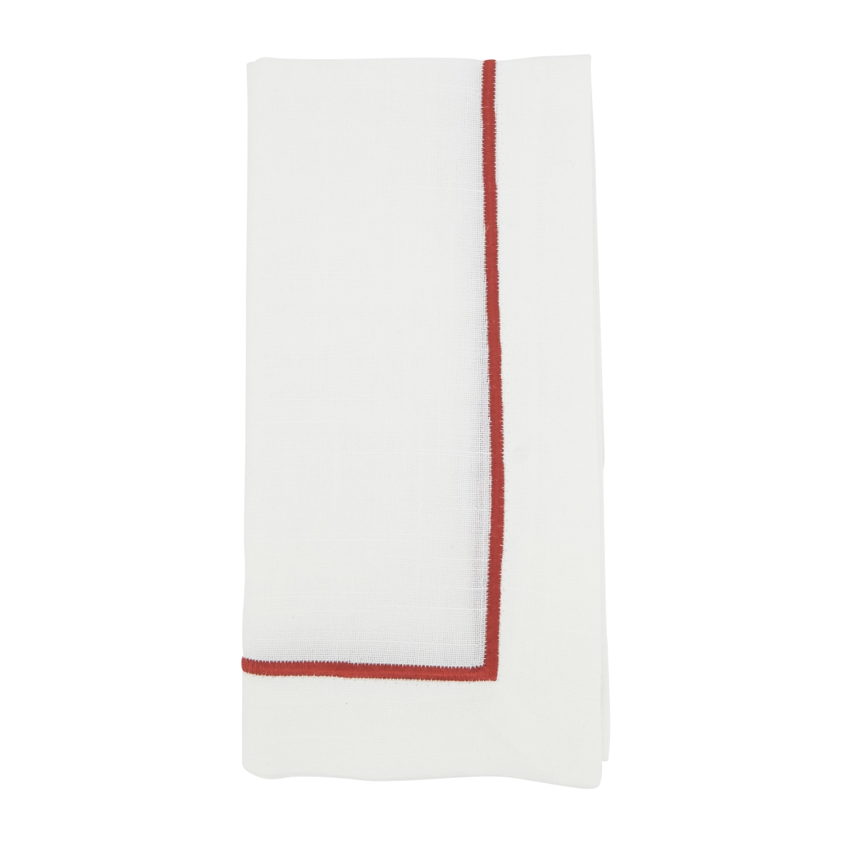 20 in. Embroidered Line Design Square Napkins, Rust - Set of 4