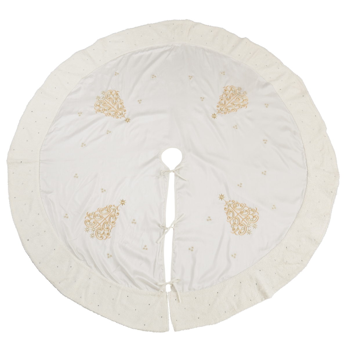 84 in. Enchanted Forest Embroidered Round Tree Skirt, Gold