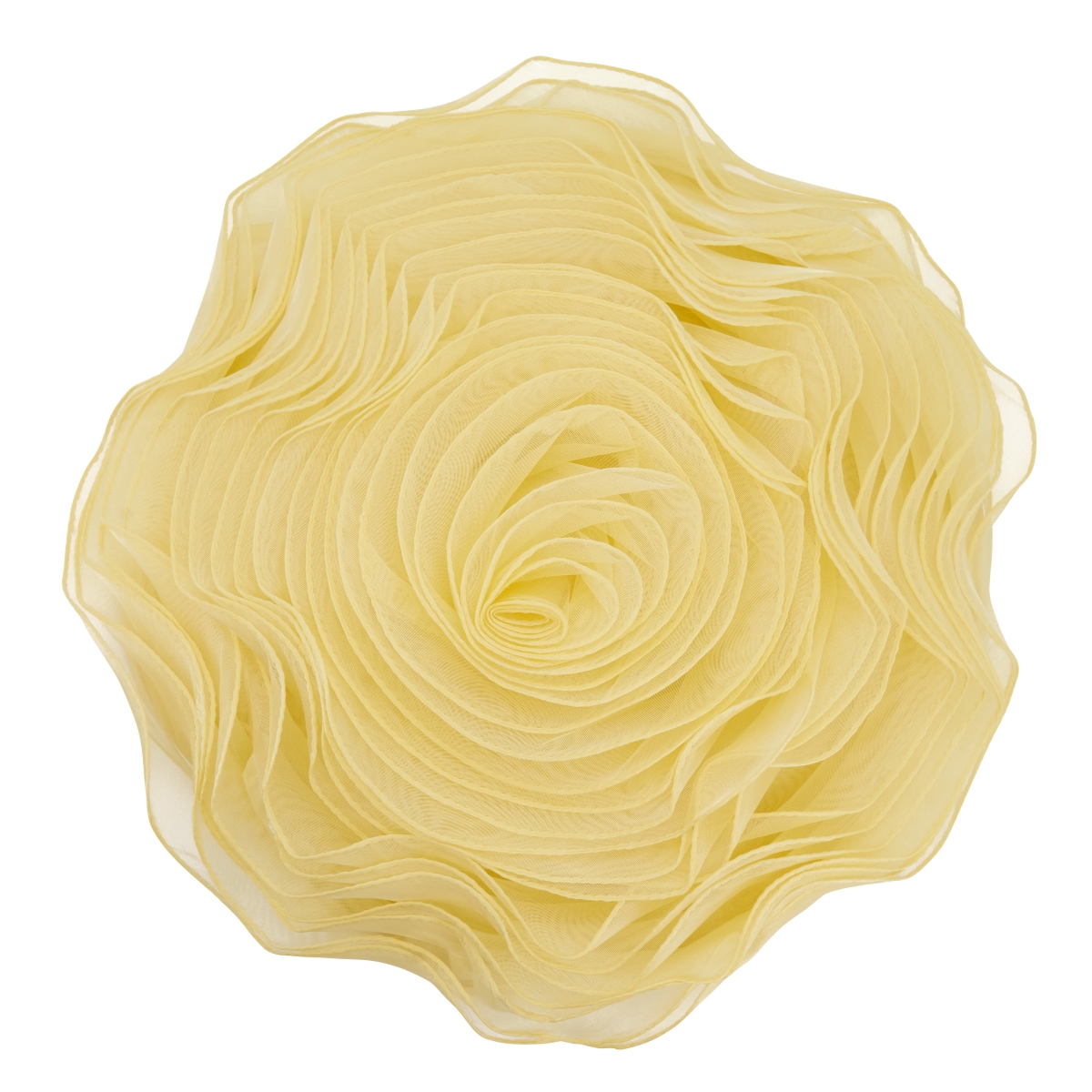 13 in. Rose Design Round Poly Filled Throw Pillow, Yellow