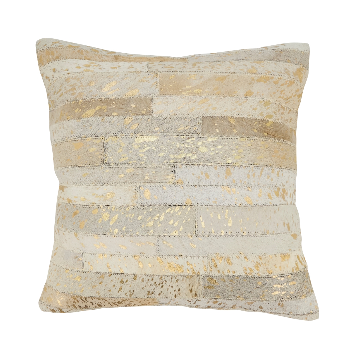 4451.I16SC 16 in. Elegance Charm Hair on Leather Square Throw Pillow Cover, Ivory