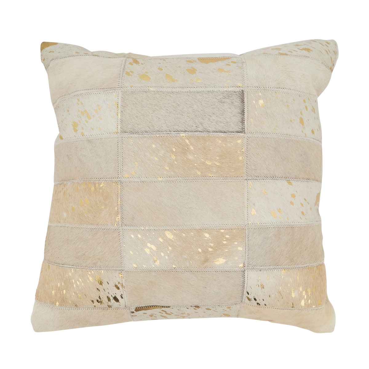 1141.I16SP 16 in. Luxe Hair on Leather Square Poly Filled Throw Pillow, Ivory