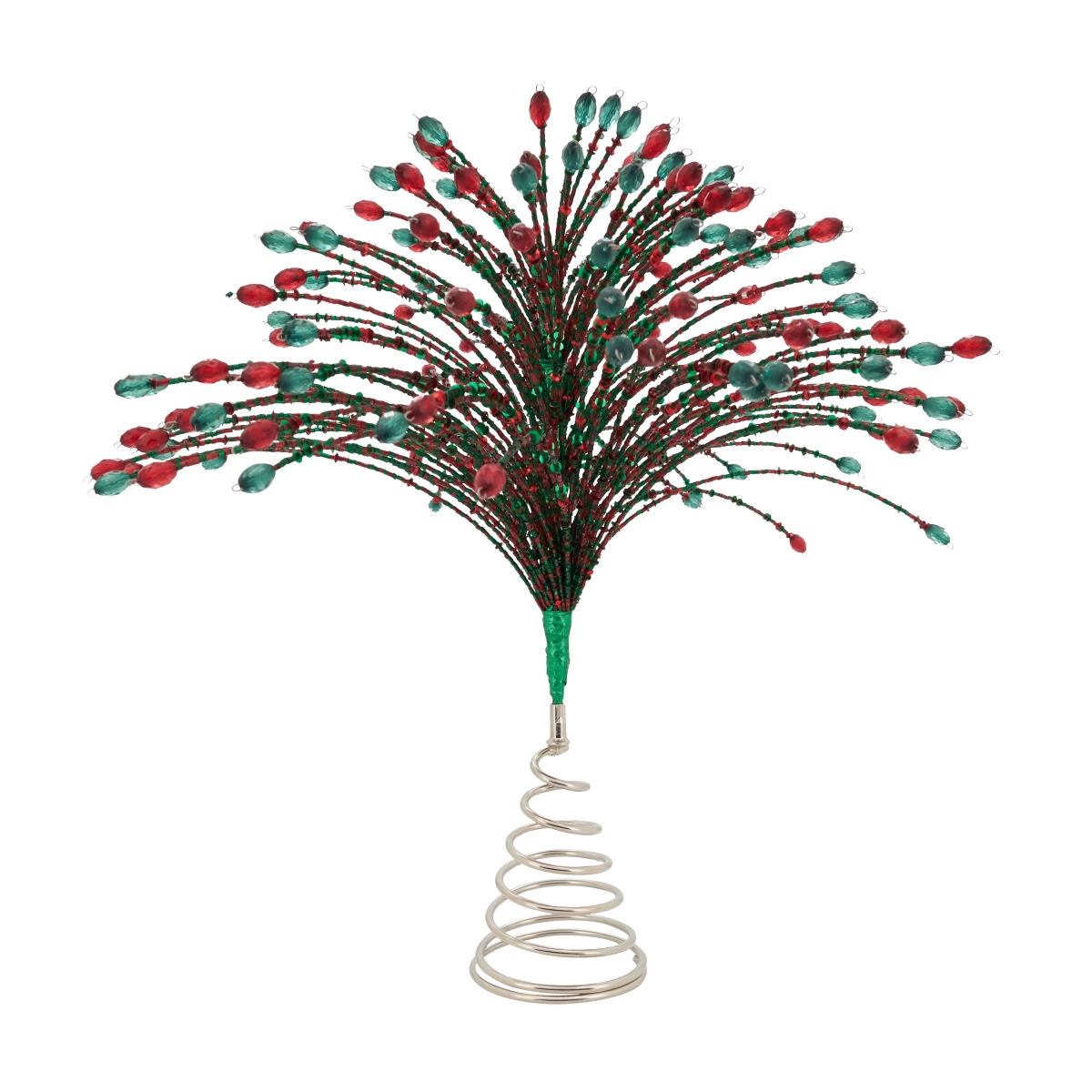 14 in. Dazzling Beaded Delight Centerpiece, Red & Green