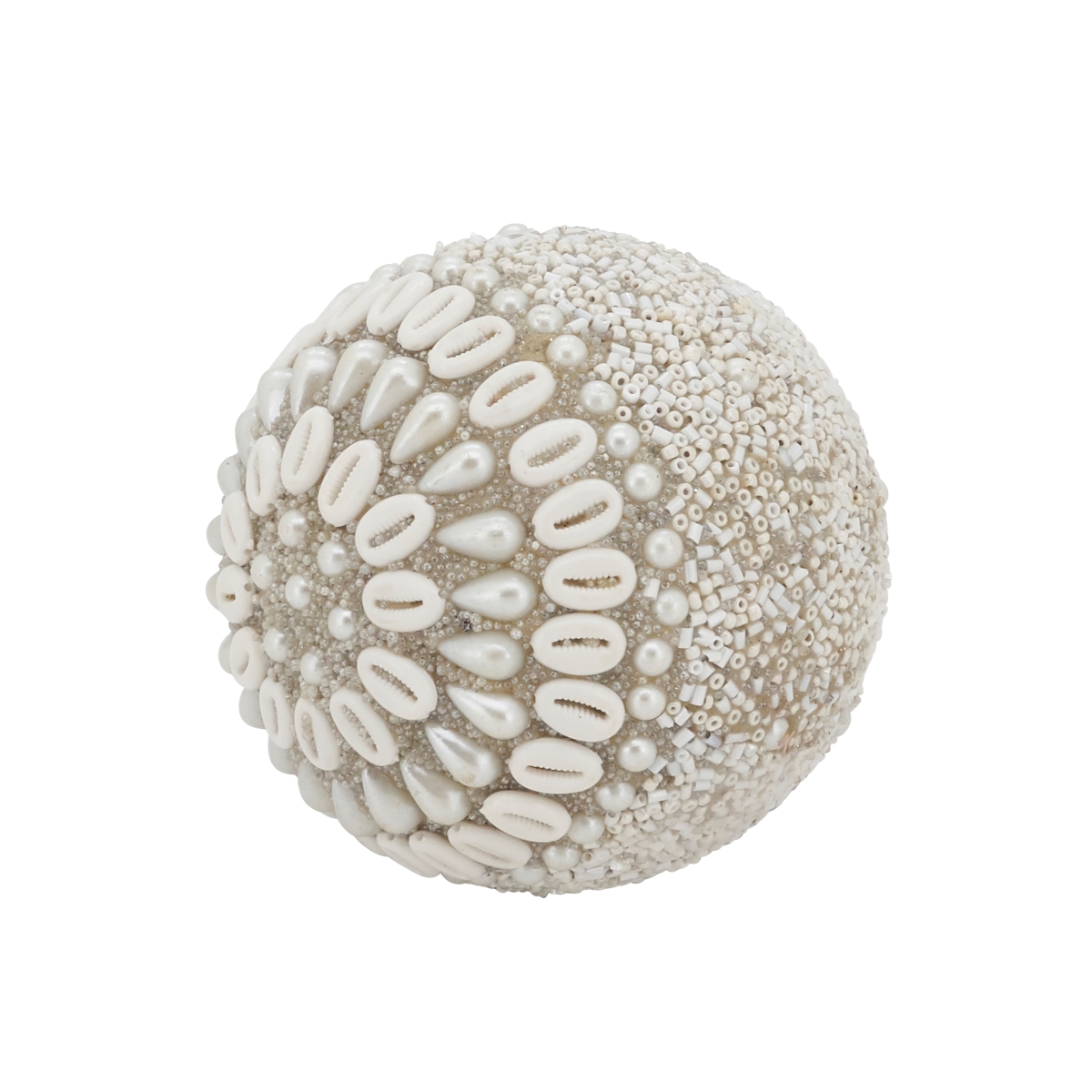 BL607.I 4 in. Glimmering Beaded Orb, Ivory  -Set 4