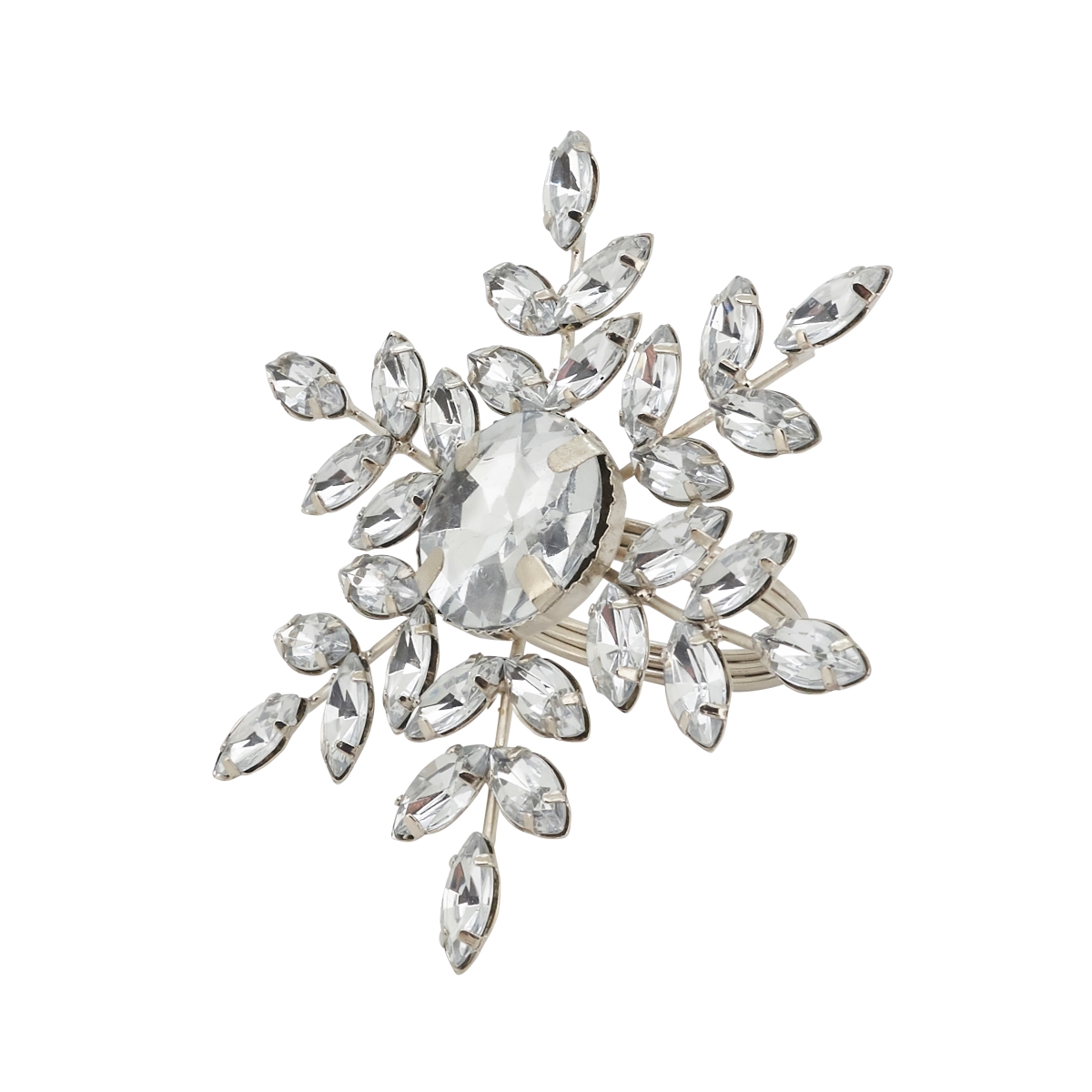 Picture of Saro Lifestyle NR347.S Festive Flurry Beaded Snowflake Napkin Ring, Silver - Set of 4