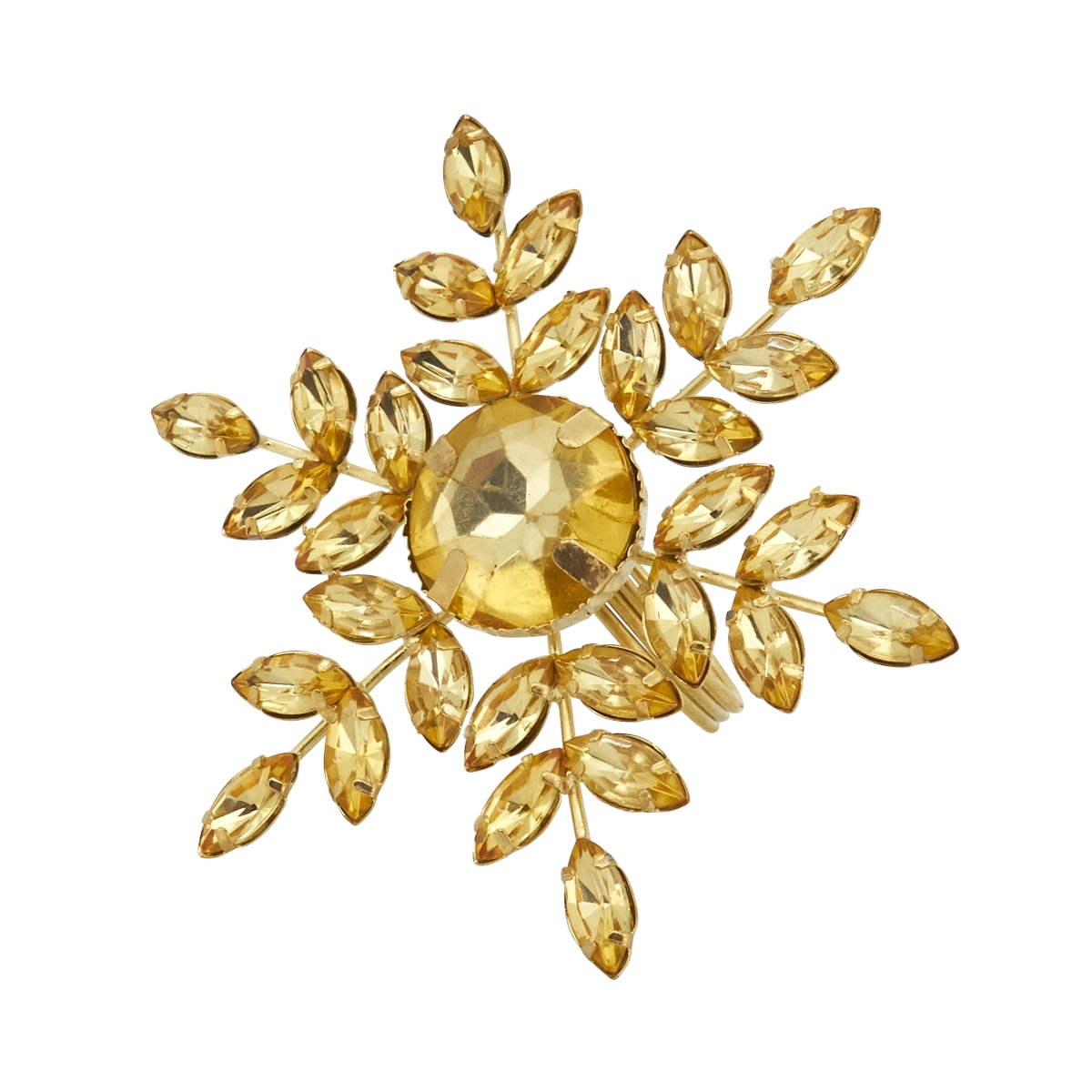 Picture of Saro Lifestyle NR347.GL Festive Flurry Beaded Snowflake Napkin Ring, Gold - Set of 4