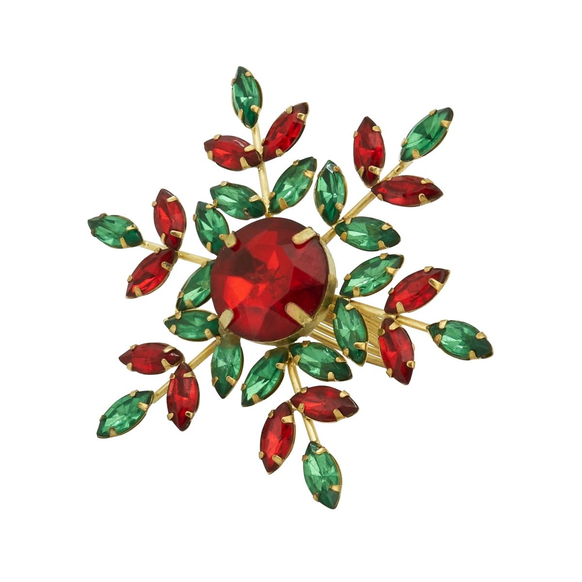 Picture of Saro Lifestyle NR347.RG Festive Flurry Beaded Snowflake Napkin Ring, Red & Green - Set of 4